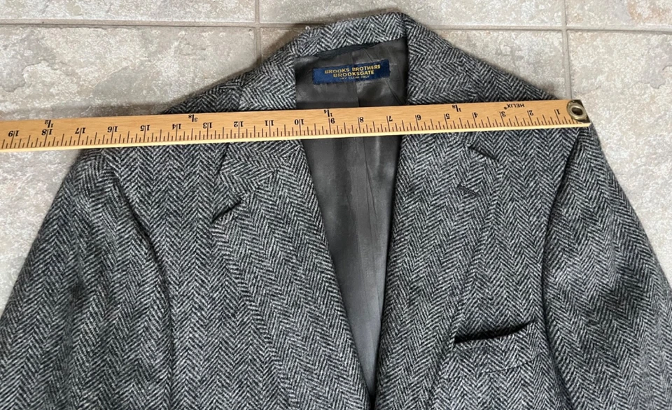 Vintage Brooks Brothers Brooksgate Blazer GrayTweedWool Sorts Coat Mens 41 reg - Image 3 of 4