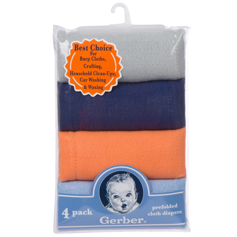 Gerber Cloth Diaper/Burp Cloth 4 Pack - Prefold Birdseye Material - Image 2 of 2