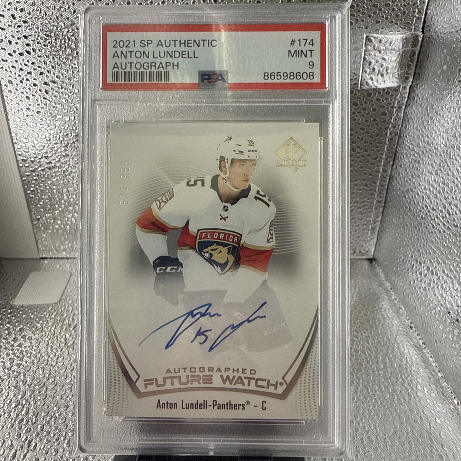 2021-22 SP Authentic Future Watch Auto #174 Anton Lundell /999 Panthers PSA 9