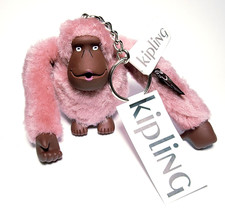 New With Tag KIPLING Live Light Monkey Keychain - Flouncy Pink 2.75"H