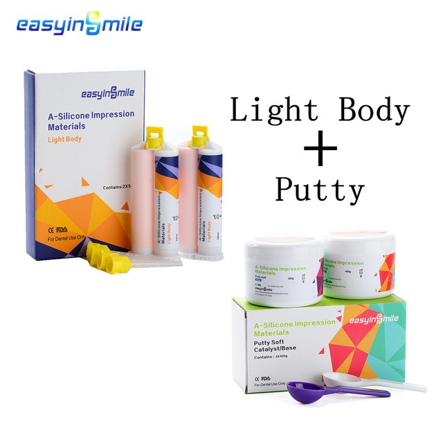 Dental Silicone Impression Material 2X400g Putty+ 2X50ml Light Body