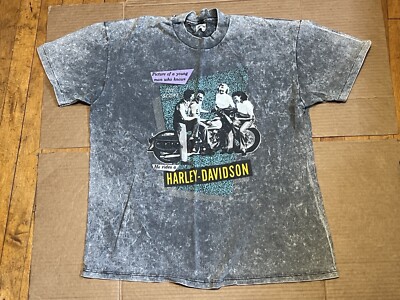 Vintage 1988 He Rides A Harley Davidson Single Stitch Shirt 80s Motorcycle RARE