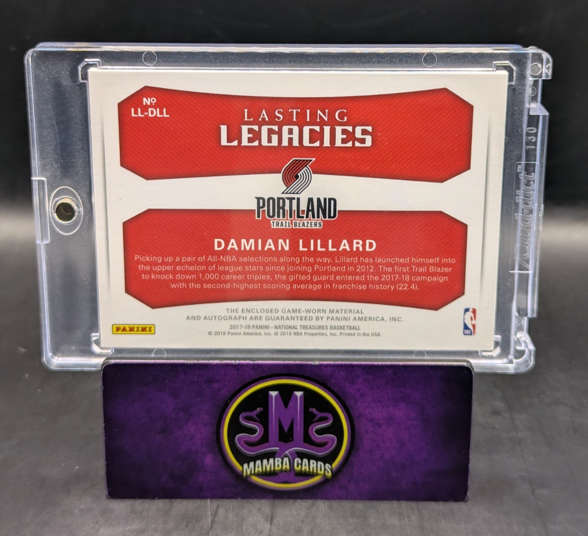 2017-18 Panini National Treasures Damian Lillard Lasting Legacies Patch Auto /10 view 2