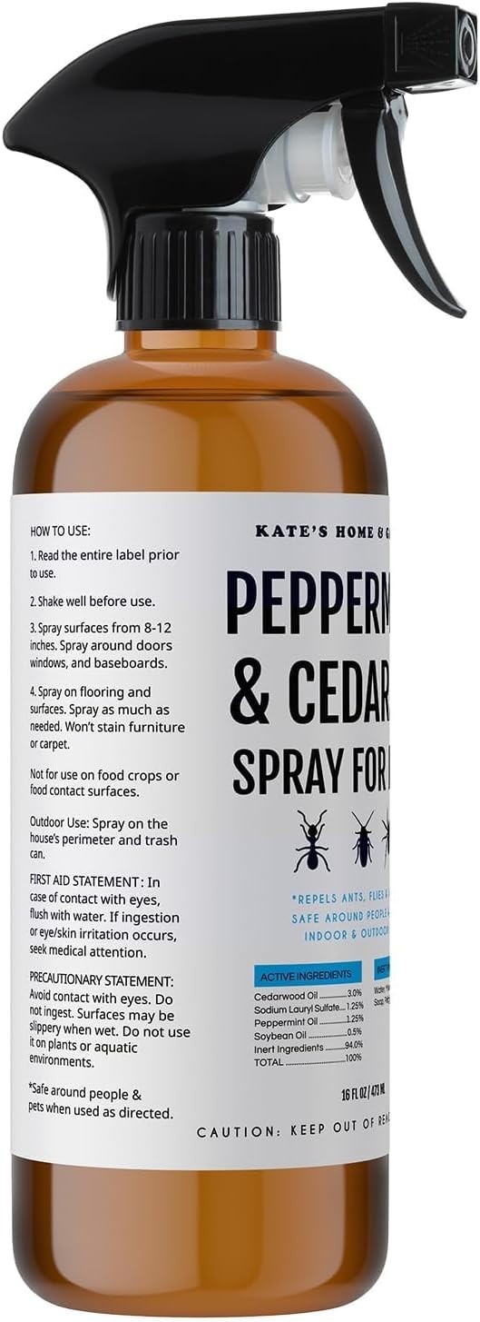 Kate'S Home & Garden Peppermint Oil Spray for Bugs, Insects, Spiders. Indoor Rep