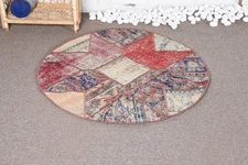 Decorative Rug, Floral and Geometric Pattern, 3.3x3.3 ft