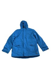 Lands End Boys Winter Parka Jacket Blue Sz 14-16 Waterproof Hooded Coat