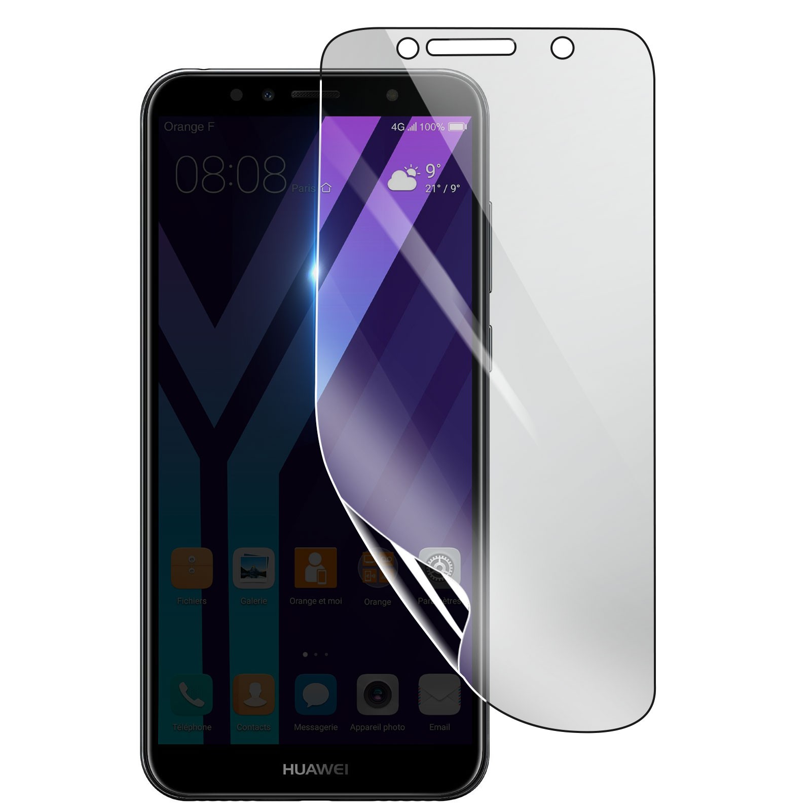 Protection ecran Huawei Y6 2018 hydrogel transparent et tactile sensible 0.2mm