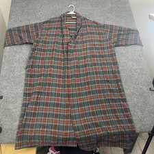 LL Bean Robe Mens XL Tall Gray Cotton Plaid Flannel Loungewear Sleepwear Classic