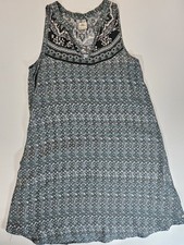 O'neill Sleeveless Tunic Mini Dress Womens Size XS Green White Geometric Pattern