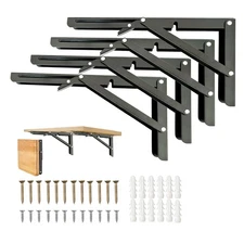 Folding Shelf Brackets 10 Inch Heavy Duty Collapsible Wall Mounted 4 PCS