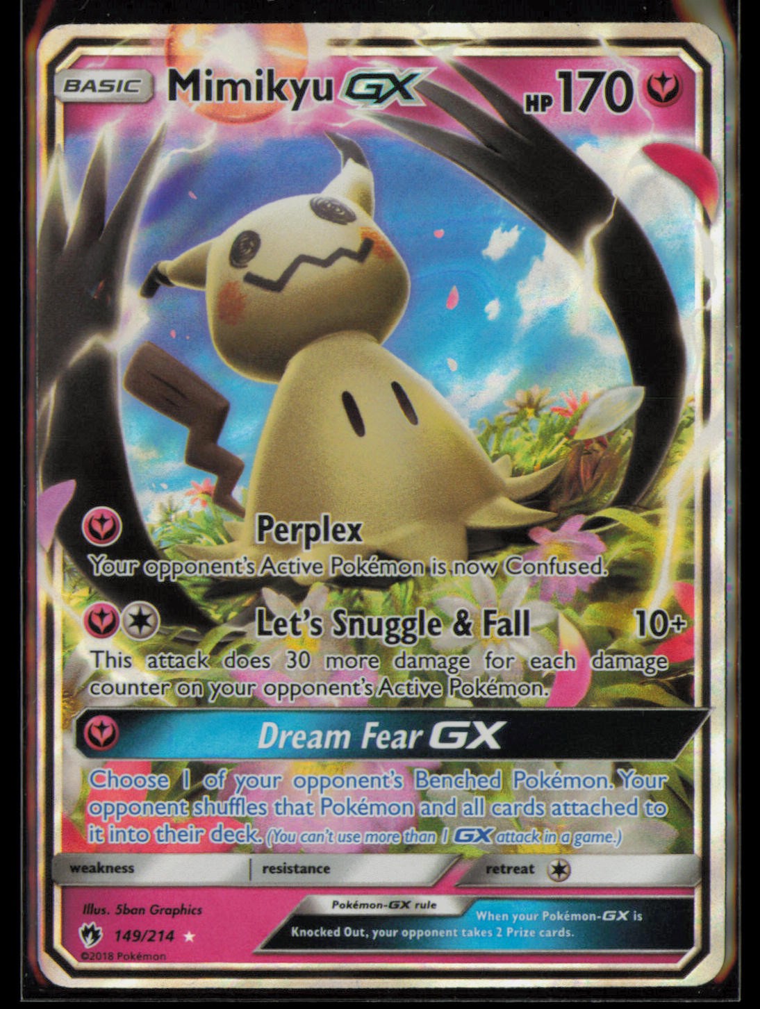 Mimikyu GX 149/214 Holo GX Rare Lost Thunder Pokemon Near Mint