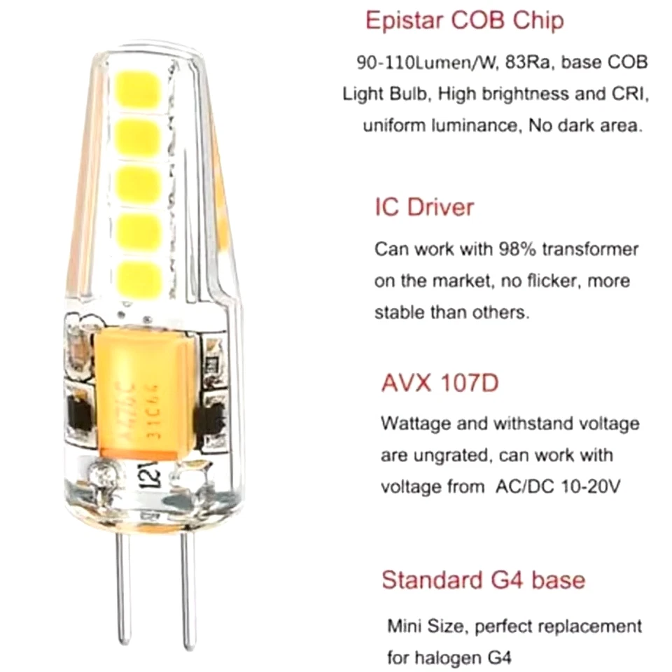 10X LAMPADINE LED G4 12V 3000K LUCI 5W BIANCO CALDO RISPARMIO ENERGETICO A+++ - Immagine 2 di 4