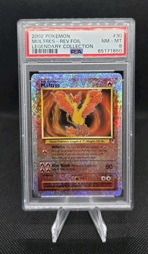 2002 POKEMON LEGENDARY COLLECTION 30/110 MOLTRES REVERSE FOIL PSA 8
