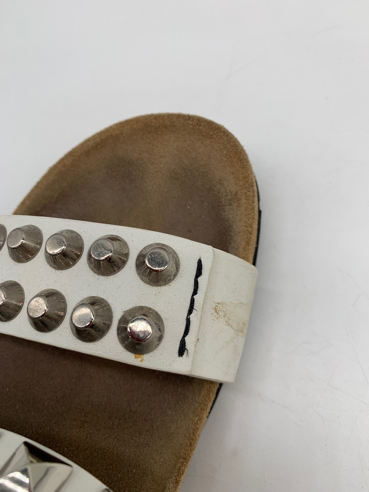 Prada Womens White Leather Studded Double Strap Slide Sandals sz 39.5 thumbnail 5