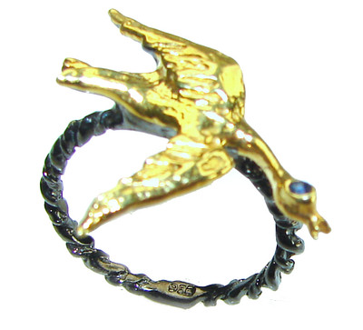 Freedom - .925 Sterling Silber Brillant Handarbeit Ring Gr: 7