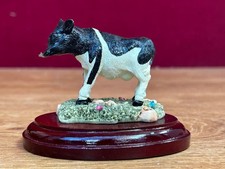 Vintage Minature Wood Mounted Calf Cow Ornament Figurine in Good Condition 