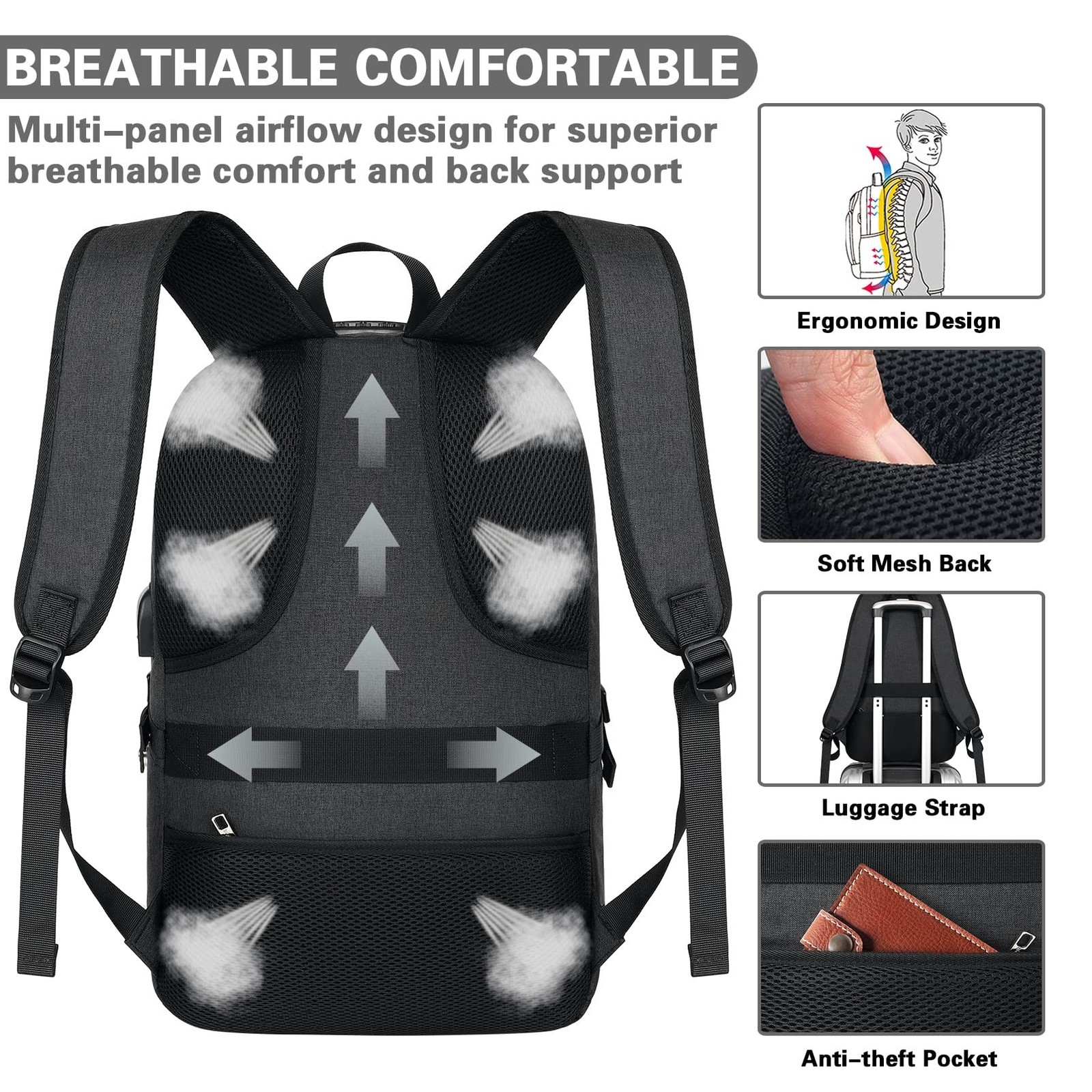 AMBOR Travel Laptop Backpack,18.4 inch Anti Theft Business Laptop Carry on Ba...