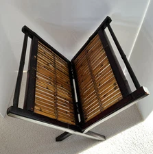 Vintage Bamboo Folding Magazine Rack 15” X 18”. Vinyl Record Holder. ￼