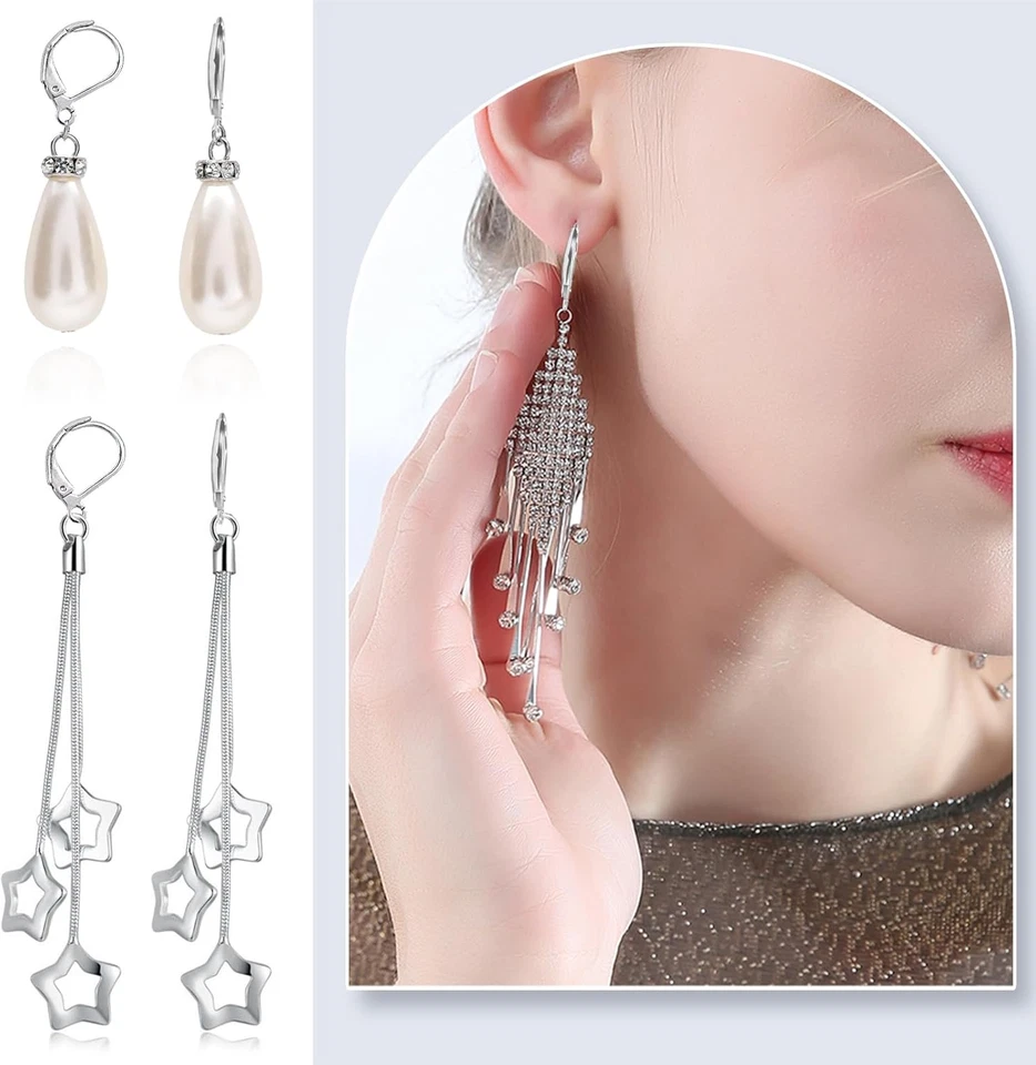 200 piezas ganchos para pendientes franceses de acero inoxidable plateados colgantes 10 Foto 3 de 4