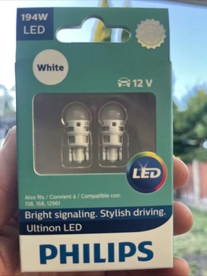 Philips Ultinon LED 194ULWX2 194W White 12V Bulbs 2 Pack 78721293 046678721298 - Image 1 of 4