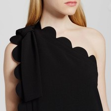 Victoria Beckham for Target Black Sz XS One Shoulder Scallop Bow Dress NWT