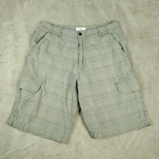 Dockers Cargo Shorts Mens 33 Beige Plaid 100 Cotton Loose Fit Summer Casual