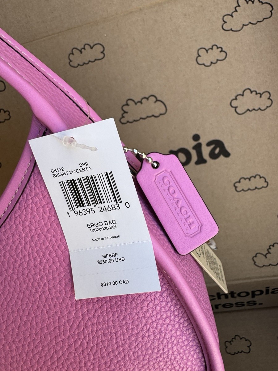 New Coach Ergo Bag In Coachtopia Leather CK112 in bright magenta