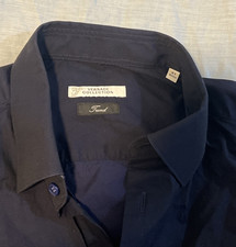 Versace Collection Trend Fit Indigo Blue Button Down Dress Shirt Men's Size 41