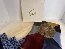 2 Vintage 100 Silk Pocket Squares Hand Rolled Handkerchiefs Ashear Italy Lot