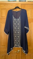 Lands' End Ladies Swim Cover-Up Size L Navy/white embroidery