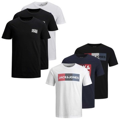 JACK&JONES Herren T-Shirt, 3er Pack - JJECORP LOGO TEE O-NECK, Logo-Print, Ba...