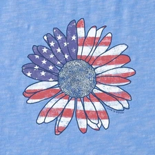 NWT Women's Life is Good America The  Beautiful Daisy Blue Texture Slub Tank