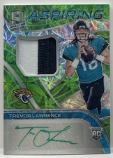 2021 Spectra Trevor Lawrence Aspiring Jersey Patch Auto Green /20 RC Jaguars RPA