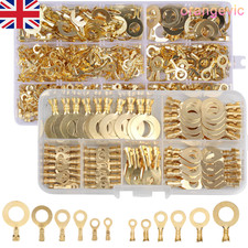 300/150PCS Brass Crimp Ring Terminals Lugs Wire Connectors Spade Electrical Set