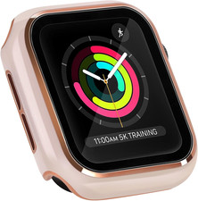 Hard PC Case with Tempered Glass Screen Protector Compatible with Apple Watch Se