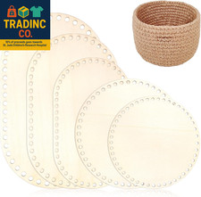 Wooden Basket Bottom, 5 PCS 5 Sizes Oval Circle Blank Solid Crochet Basket Wood