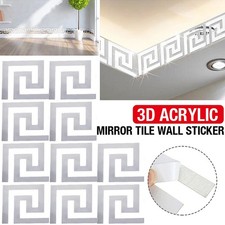 20pcs 3D Mirror Removable Wall Sticker Silver Mosaic Tiles Decal Self Adhesive