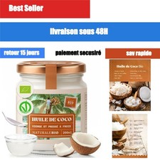 NaturaleBio Huile de Coco Bio Vierge 200 ml Crue Pressée à Froid Non Raffinée