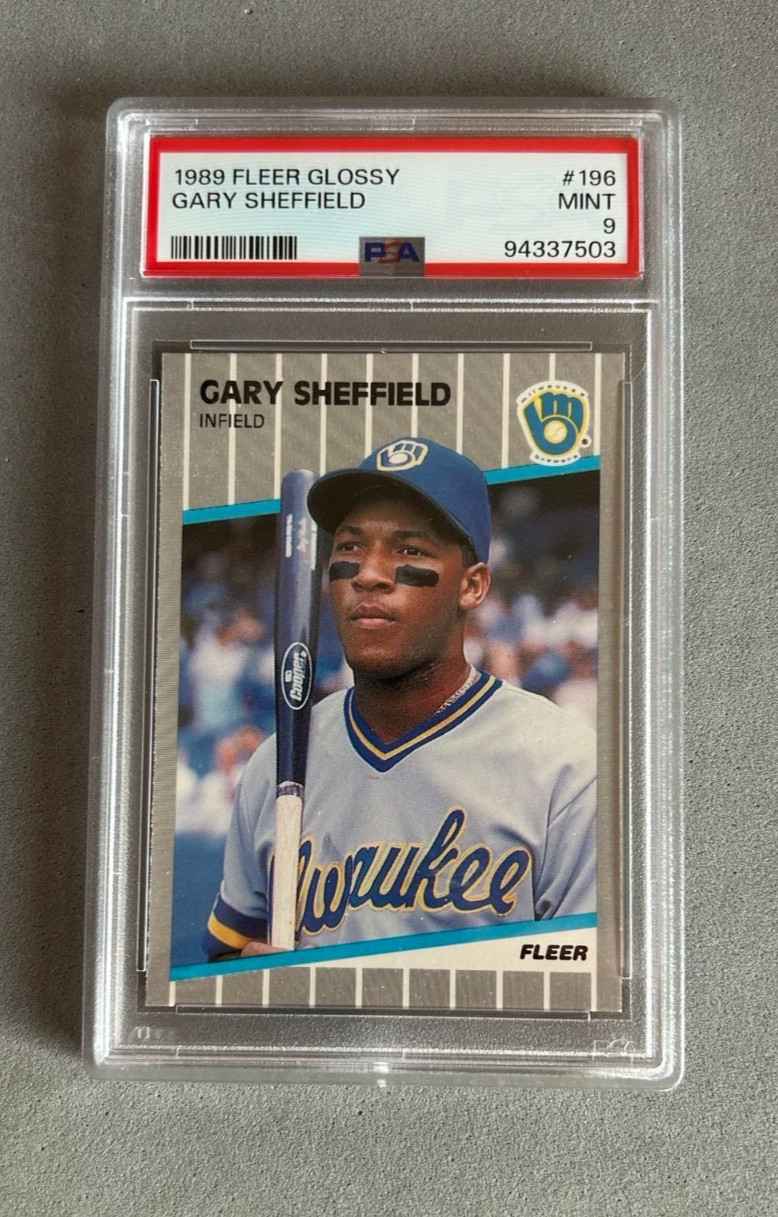 1989 Fleer Glossy #196 Gary Sheffield RC PSA 9 MINT Brewers Yankees