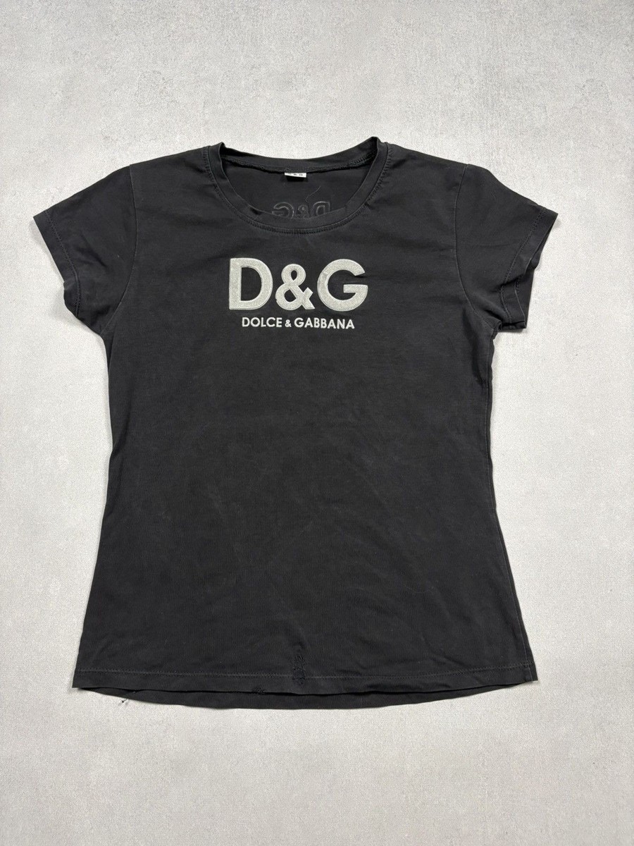 Vintage 2000s Dolce & Gabbana D&G Logo T-Shirt Black Womens Y2K