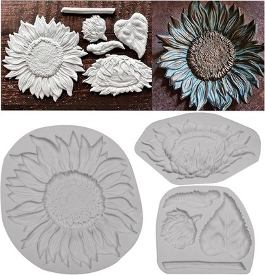 Sunflower Silicone Mold for Crafts, Oversized Sunflower Mold for Clay, 3D Flower