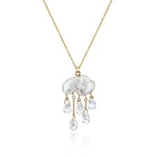 Jellyfish Pendant Necklace Teardrop Crystal Drop Dainty Gold Chain Jewelry