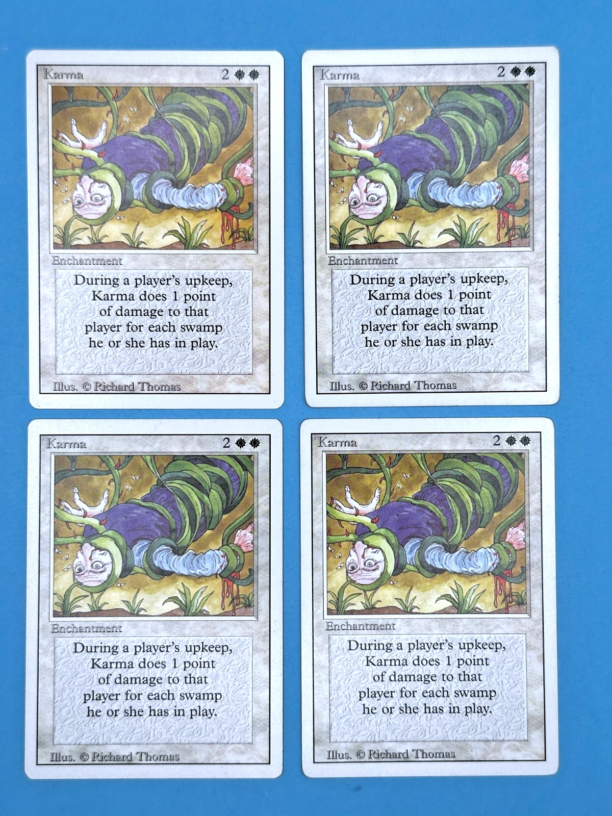 MTG 4x Karma - Revised Edition (1994) 3ED White Uncommon Playset Lot - NM