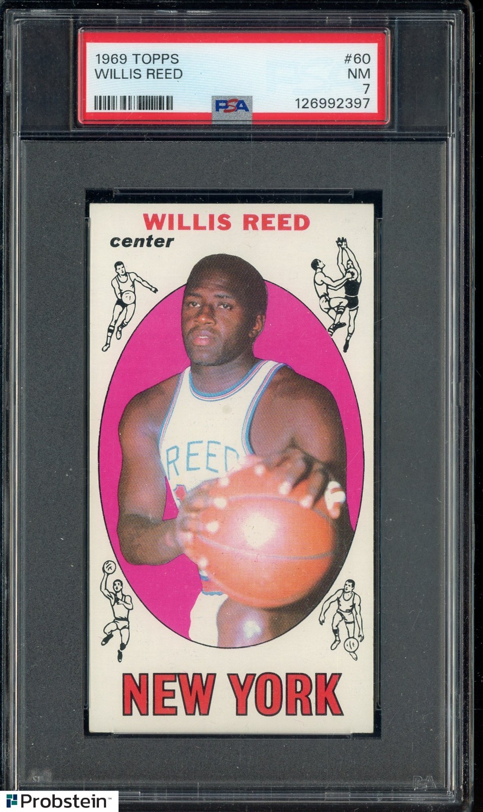 1969 Topps Basketball #60 Willis Reed RC Rookie PSA 7 HOF Knicks Centered