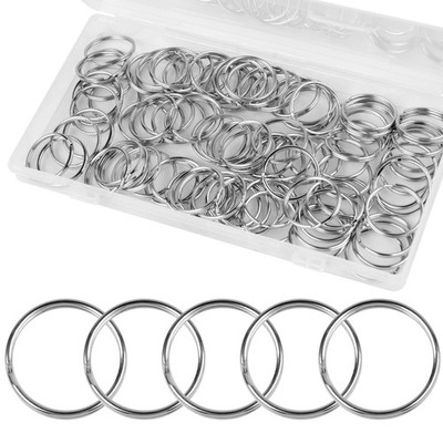 100 PCS 25mm Silver Split Key Rings Bulk for Keychain, Crafts, DIY Projects