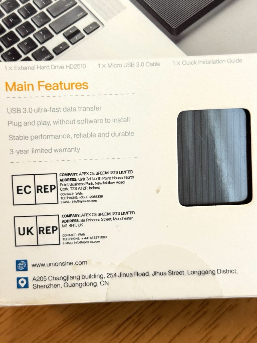 UnionSine DataPocket 320GB External Hard Drive Black HD2510 BRAND