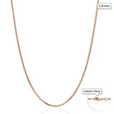 14K Rose Gold 1.8mm Round Box Chain Solid Links 16"-30"