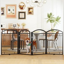 Thkky Folding No-Assembly Metal Freestanding Dog Gate Door Walk Through32