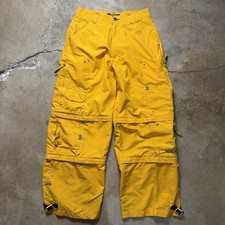 Vintage Y2K Macgear Rave Pants Size 32 Yellow Convertible Cargo Baggy Skater