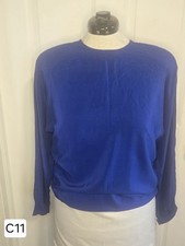 Vintage 100 Silk Blouse Bright Blue Talbots Long Sleeve Back Buttons Sz 10